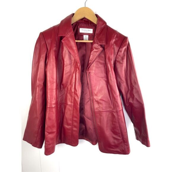 Preston & York Petites Vintage Red Lamb Skin Leather Blazer Style Jacket Moto PM - Picture 1 of 8